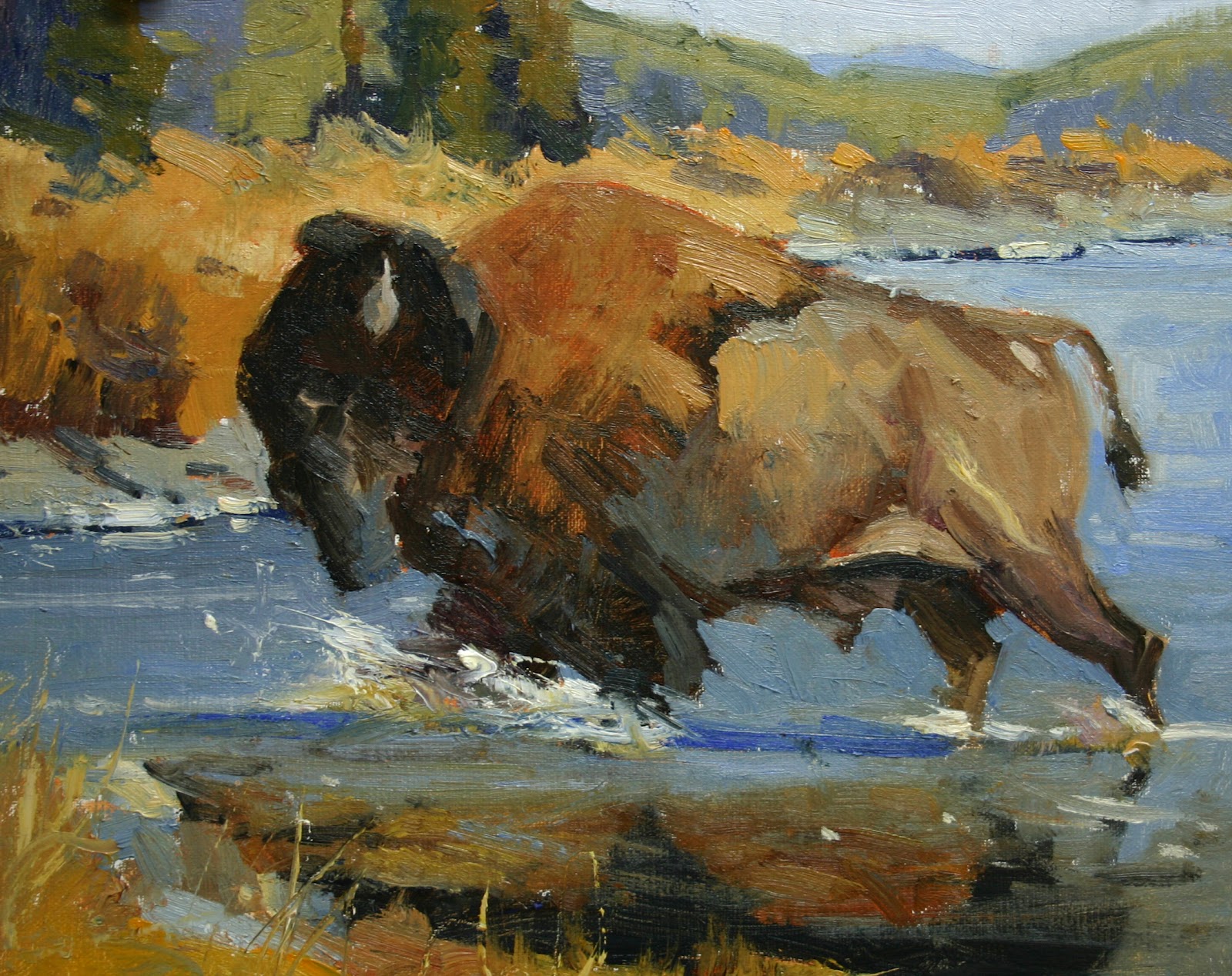 1600x1268 Rusty Jones, Painter's Blog The Painting Of Buffalo Crossing - Painting Of Buffalo