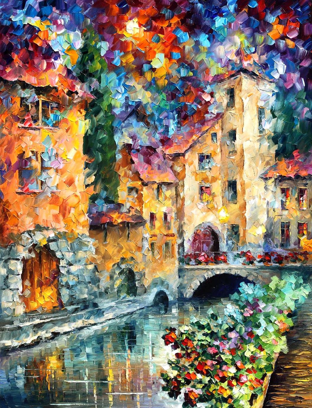 1059x1384 The Window To The Past Palette Knife Oil Wall Art Painting - Painting Of Buildings