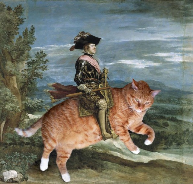640x610 The Works Of The Great Painting Masters, Now With Cats - Painting Of Cats