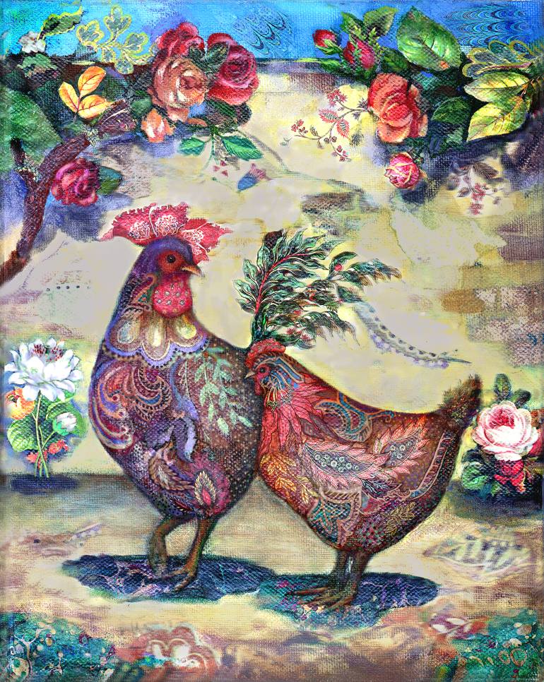 770x966 Saatchi Art Chickens Painting By Taraneh M - Painting Of Chickens