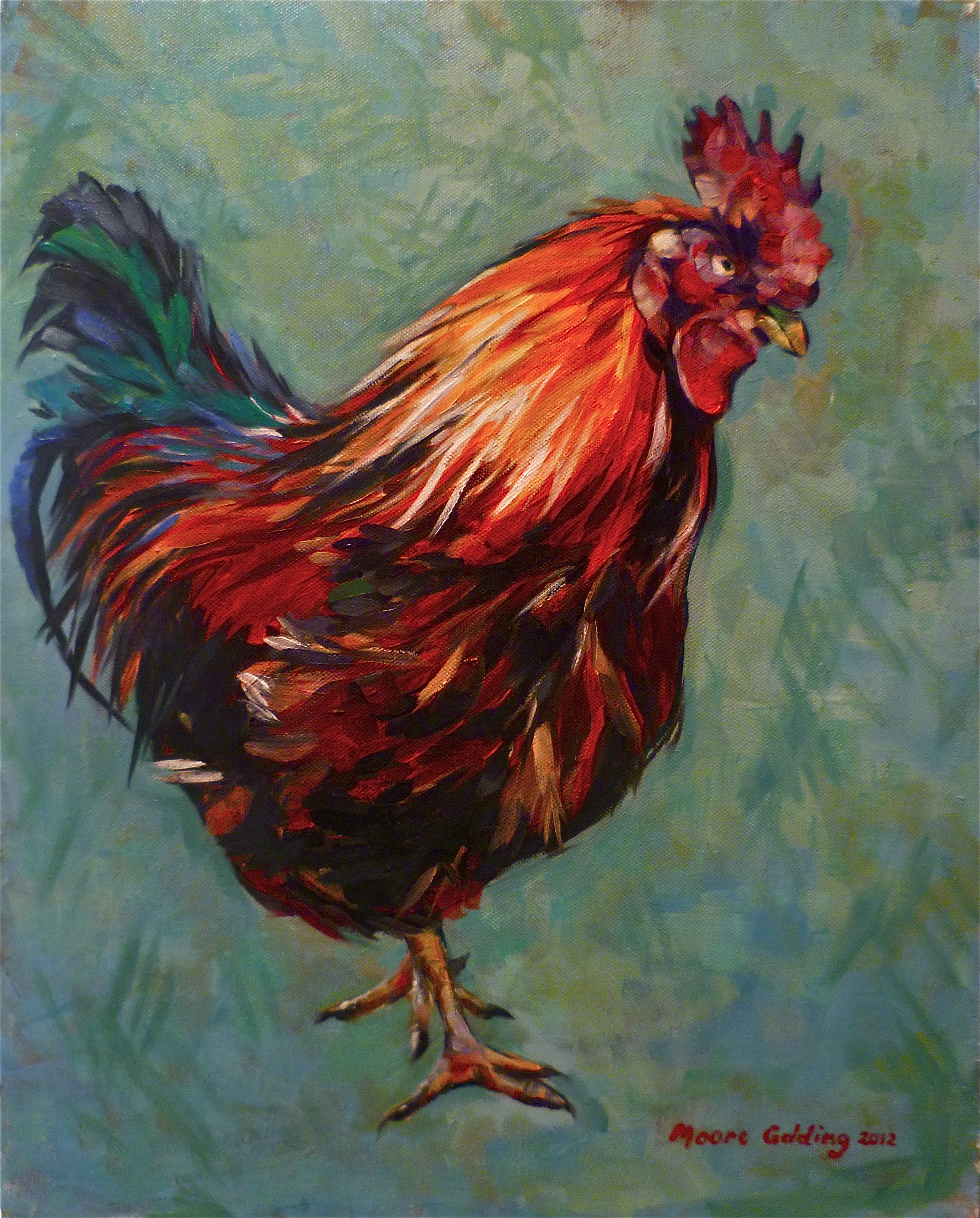 2751x3419 Brown Rooster, Inis Mor, Isle Of Aran. Oil On Canvas - Painting Of Chickens