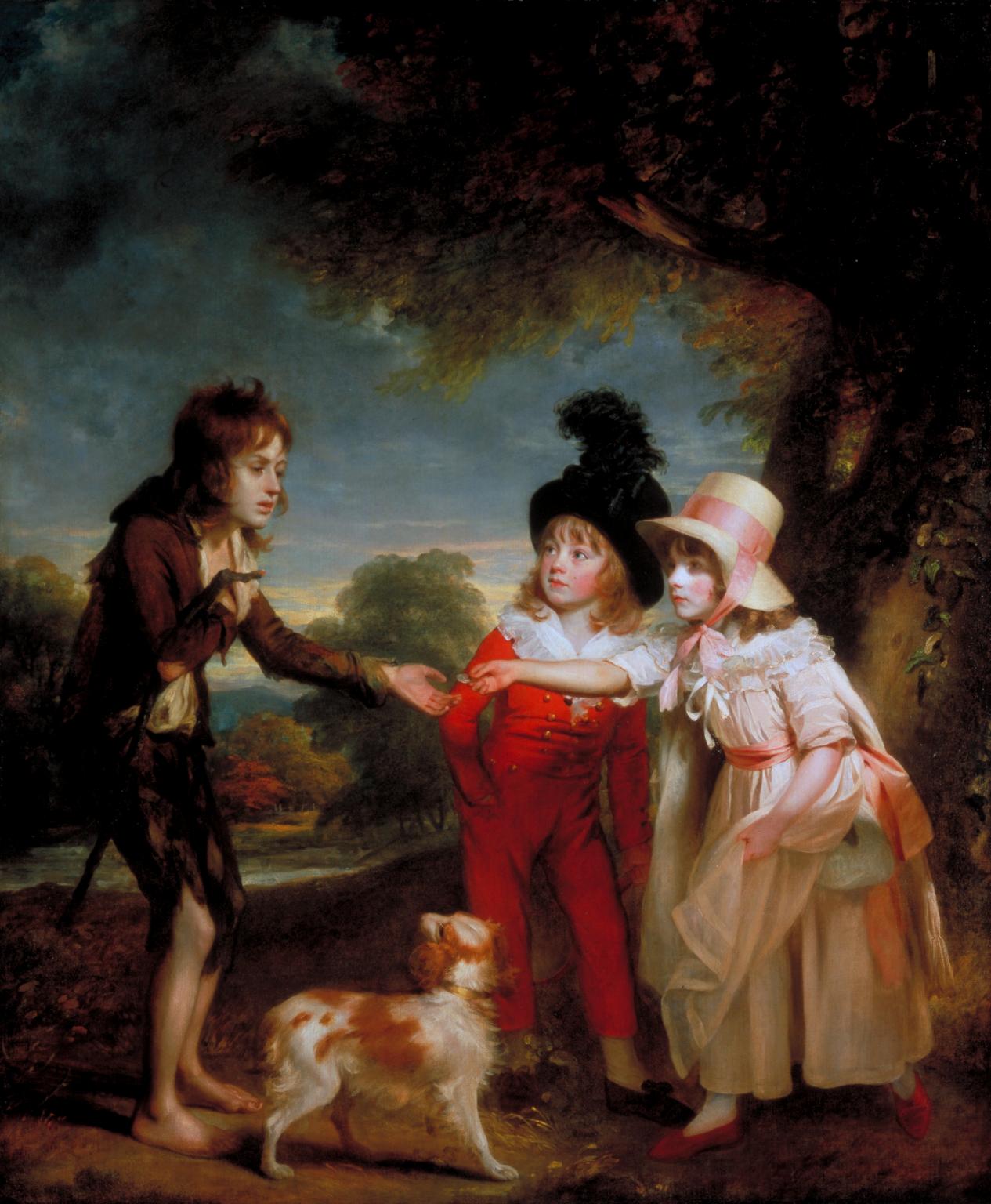 1265x1536 Portrait Of Sir Francis Ford's Children Giving A Coin To A Beggar - Painting Of Children