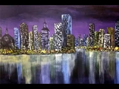 480x360 Full Acrylic Cityscape Painting Tutorial - Painting Of Cityscape