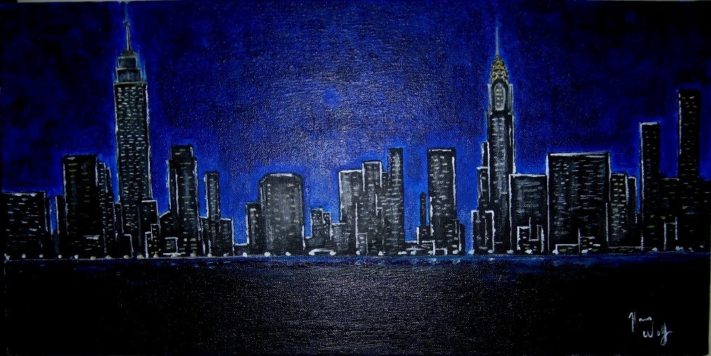 1016x509 Hans Wolf Artwork Manhattan Skyline - Painting Of Cityscape