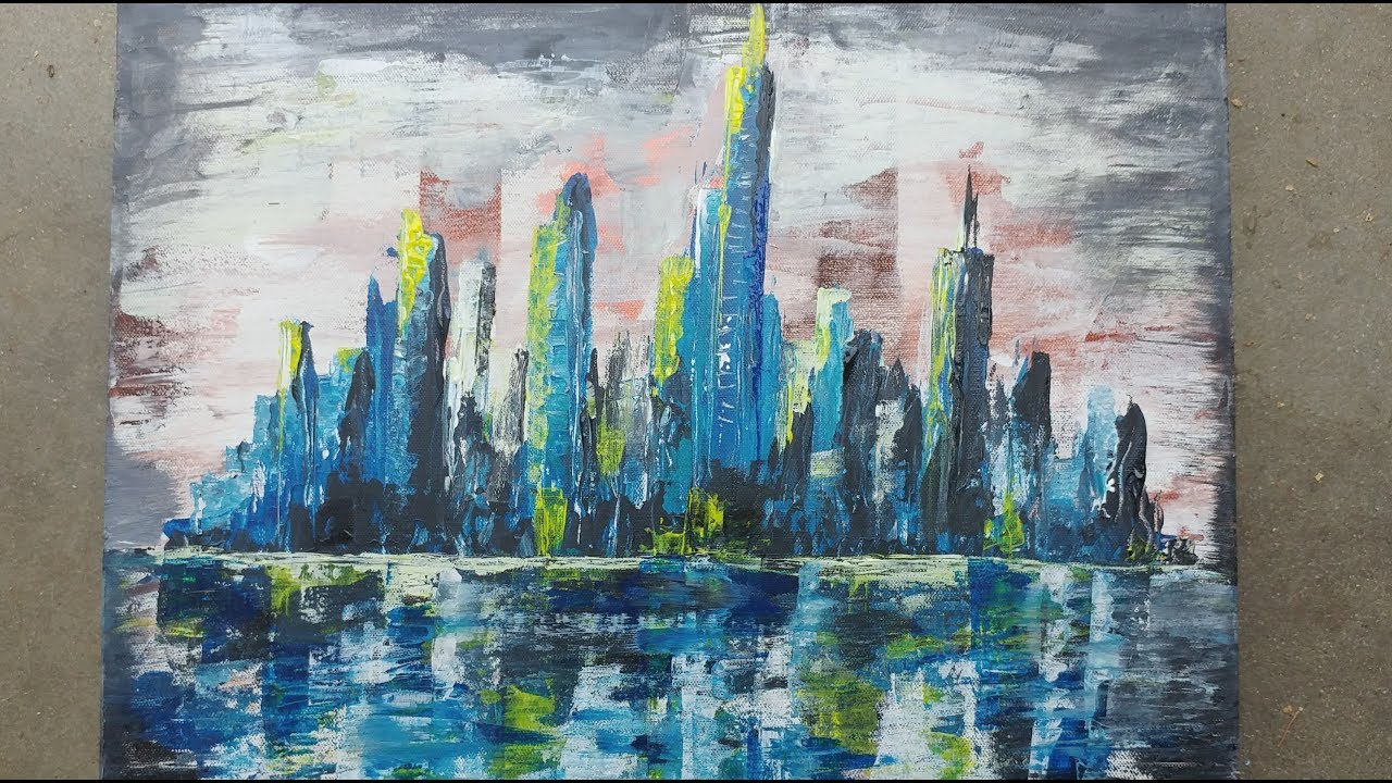 1280x720 Painting With A Palette Knife - Painting Of Cityscape