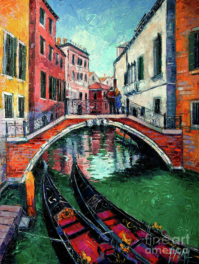 679x900 Venice Romance Impressionist Modern Palette Knife Oil Painting - Painting Of Cityscape