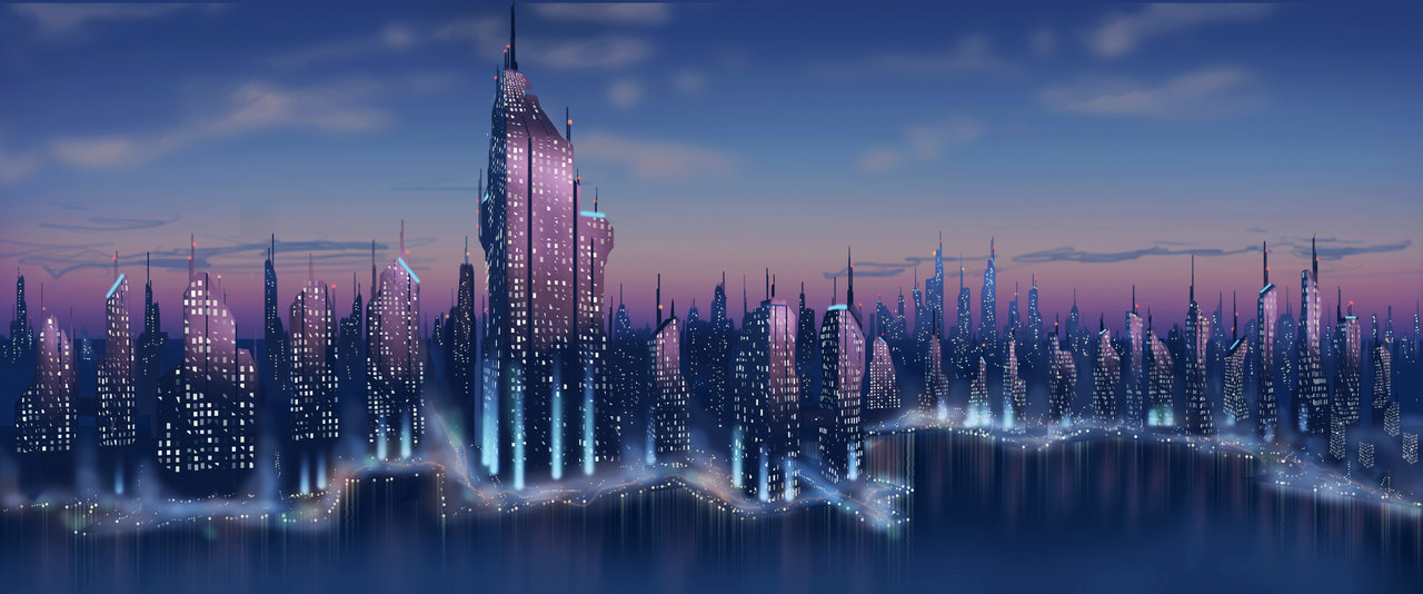 1280x534 Cityscape Painting By Btkmax - Painting Of Cityscape