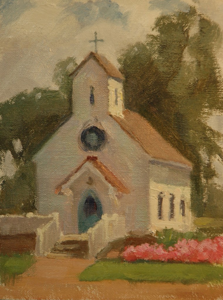 762x1024 Round Top Church Joan Breckwoldt - Painting Of Country Churches