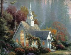 236x182 Country Church - Painting Of Country Churches