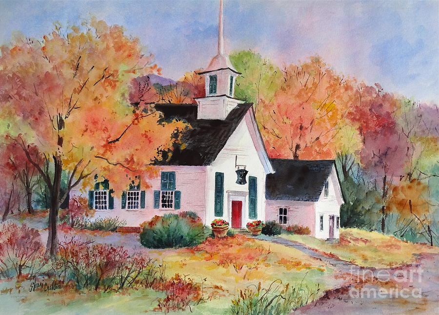 900x645 Country Church Painting By Sherri Crabtree - Painting Of Country Churches
