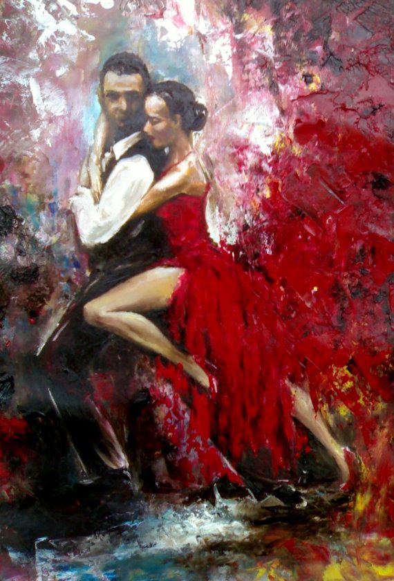 570x840 Huge Original Oil Painting - Painting Of Couple Dancing