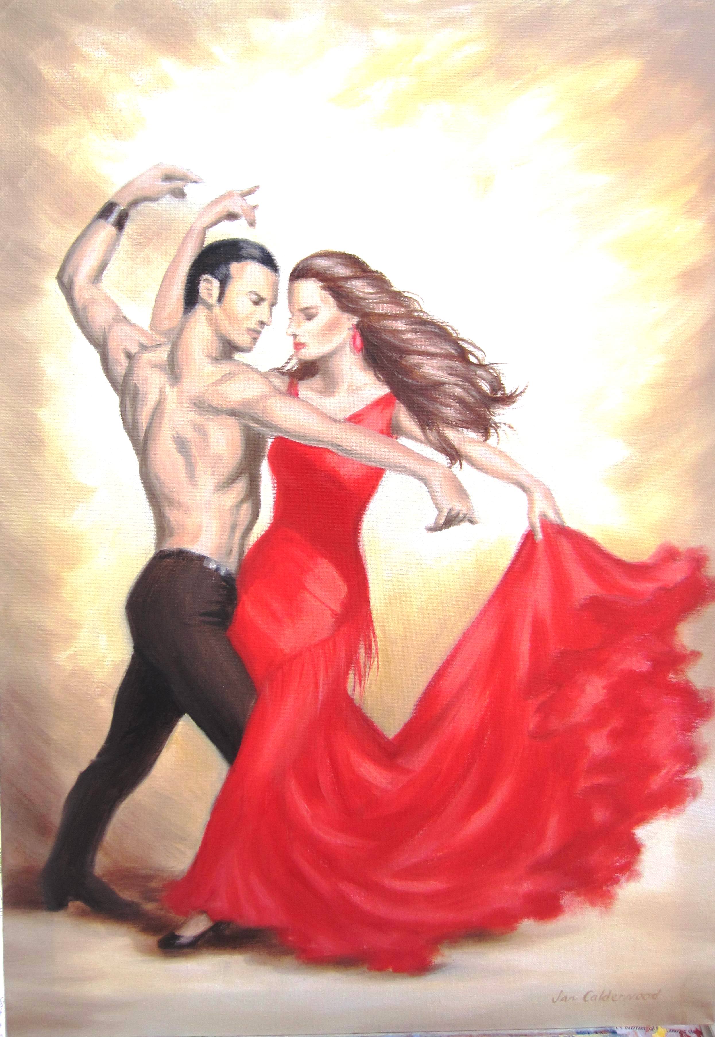2491x3612 Mini Gallery Art Flamenco Passion - Painting Of Couple Dancing