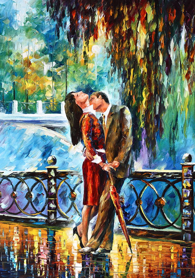 631x900 Kiss After The Rain New Painting By Leonid Afremov - Painting Of Couple In The Rain