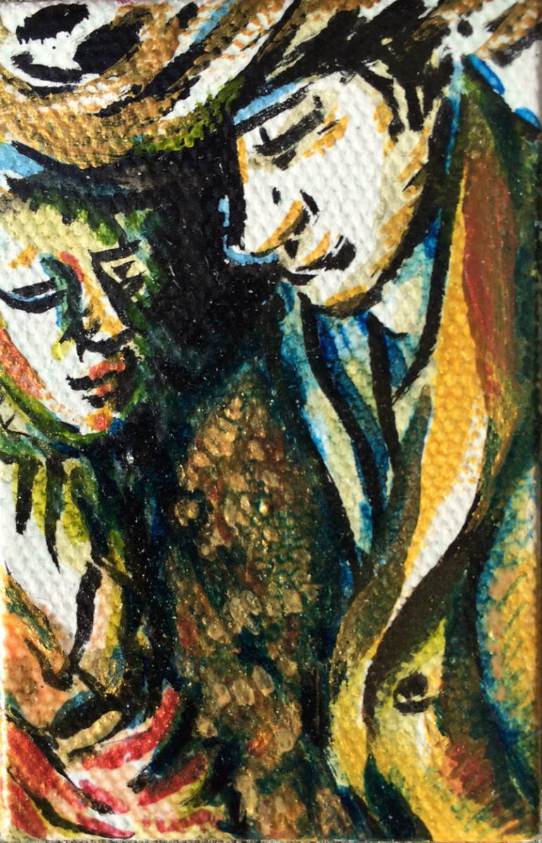 770x1196 Saatchi Art Couple In The Rain Painting By Pamela Vitale - Painting Of Couple In The Rain