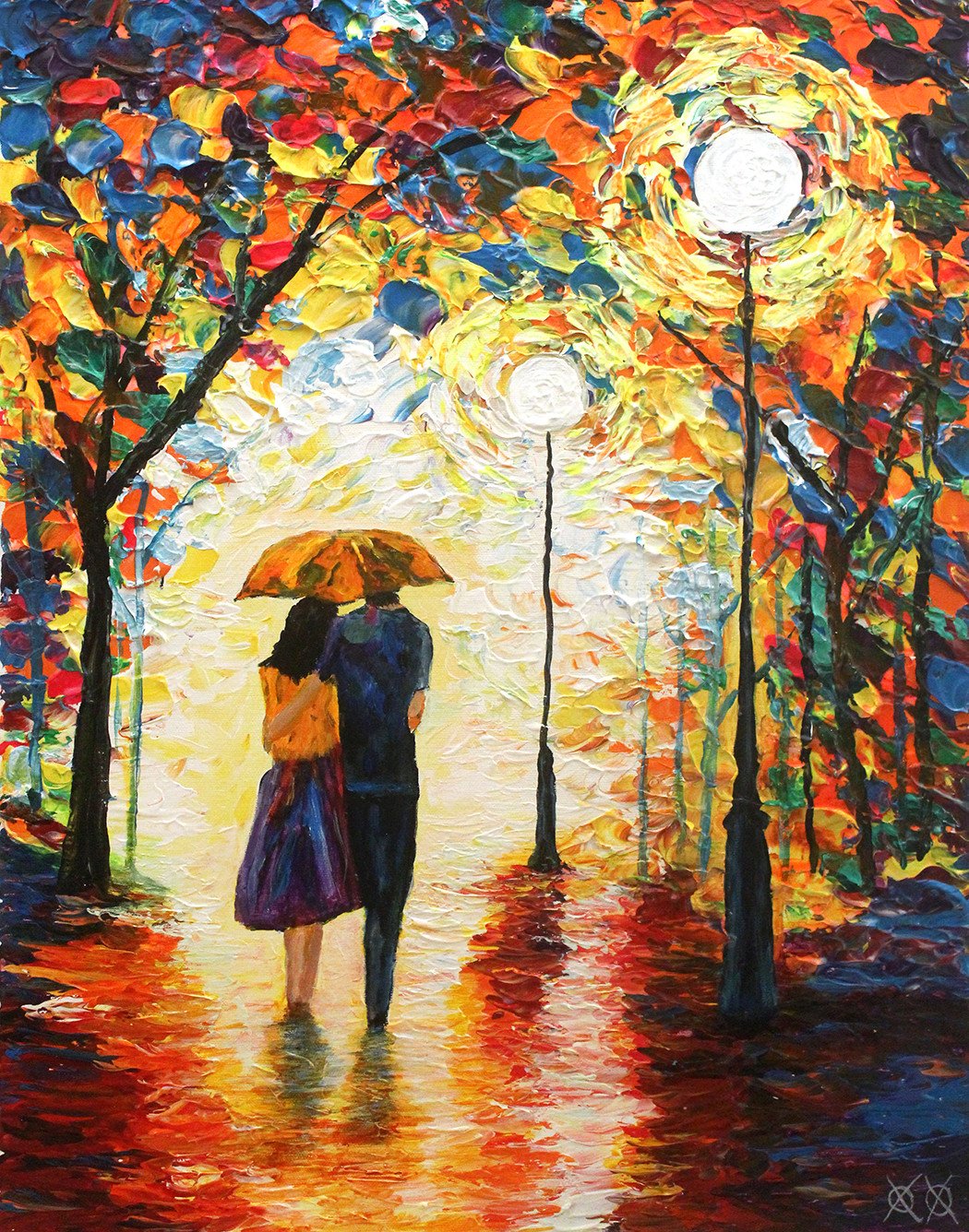 1050x1336 Couple In The Rain Bramblitt - Painting Of Couple In The Rain