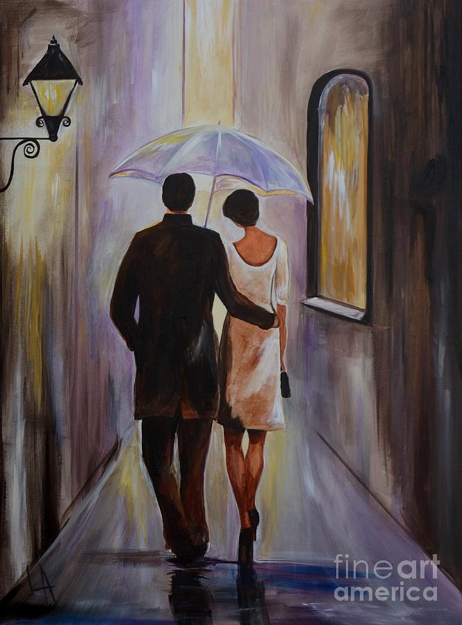 665x900 Couple Under Umbrella Paintings Fine Art America - Painting Of Couple Under Umbrella