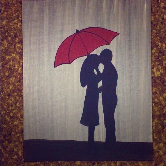 580x580 Other Couple Under Red Umbrella Canvas Painting Poshmark - Painting Of Couple Under Umbrella