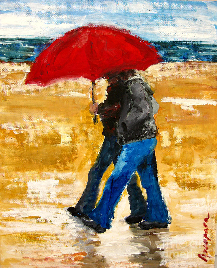 731x900 Couple Under A Red Umbrella Painting By Patricia Awapara - Painting Of Couple Under Umbrella