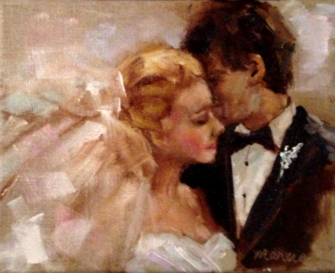 667x543 Painting By The Lake The Wedding Couple - Painting Of Couples In Love