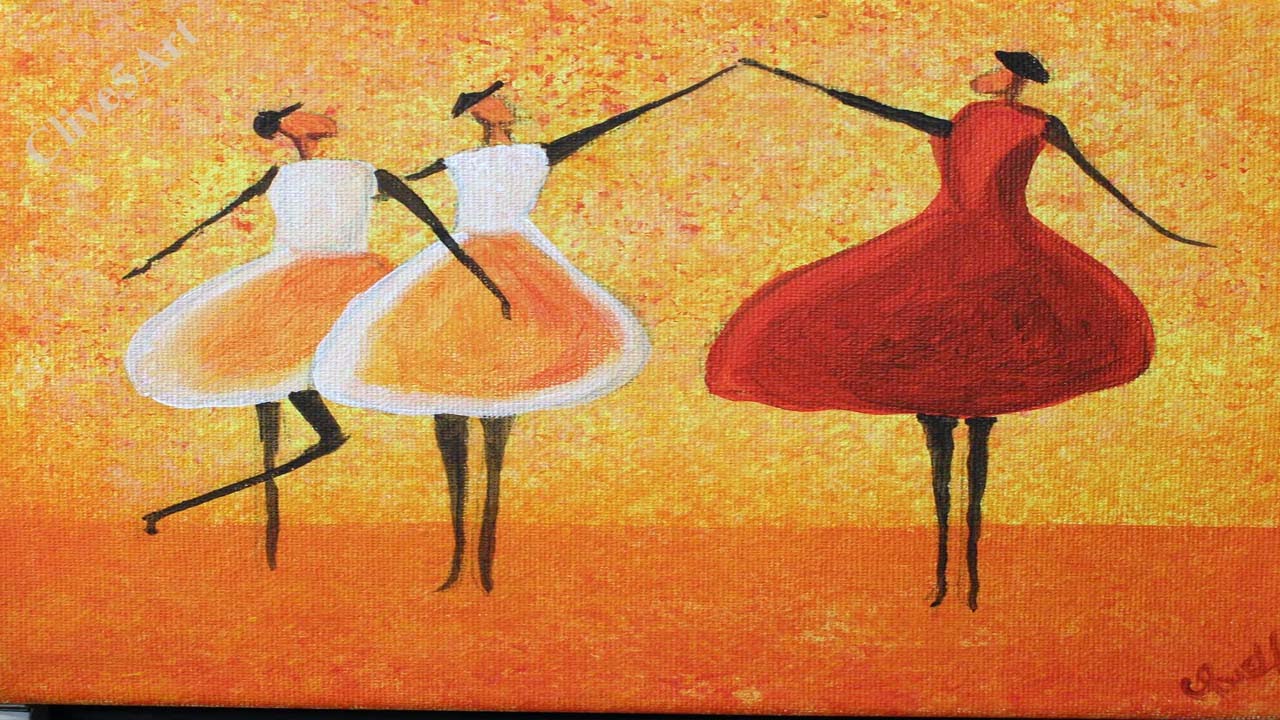 1280x720 Easy Dancing Girls Easy Acrylic Painting For Beginner Step By - Painting Of Dancers