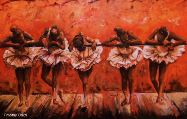 640x406 Timothy Orikri Artwork Dancers Secret I Original Painting Oil - Painting Of Dancers