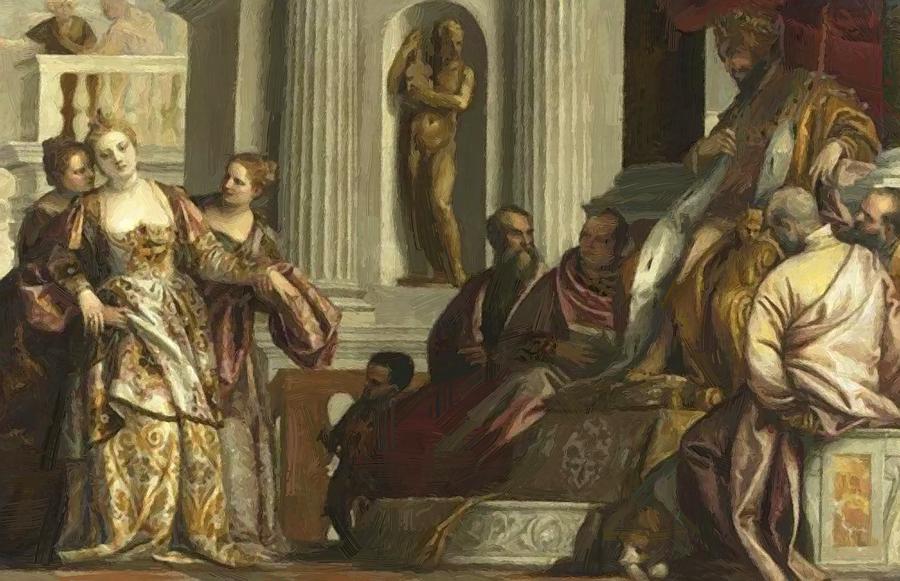 900x581 The Fainting Of Esther Painting By Veronese Paolo - Painting Of Esther