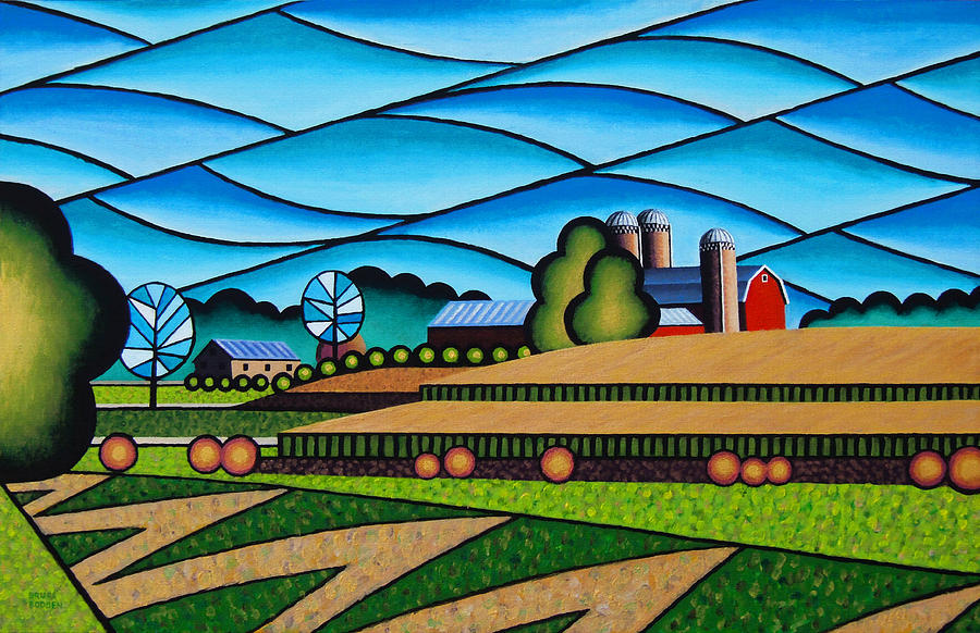 900x582 Old Painting Of Farm By 28 Painting By Bruce Bodden - Painting Of Farm