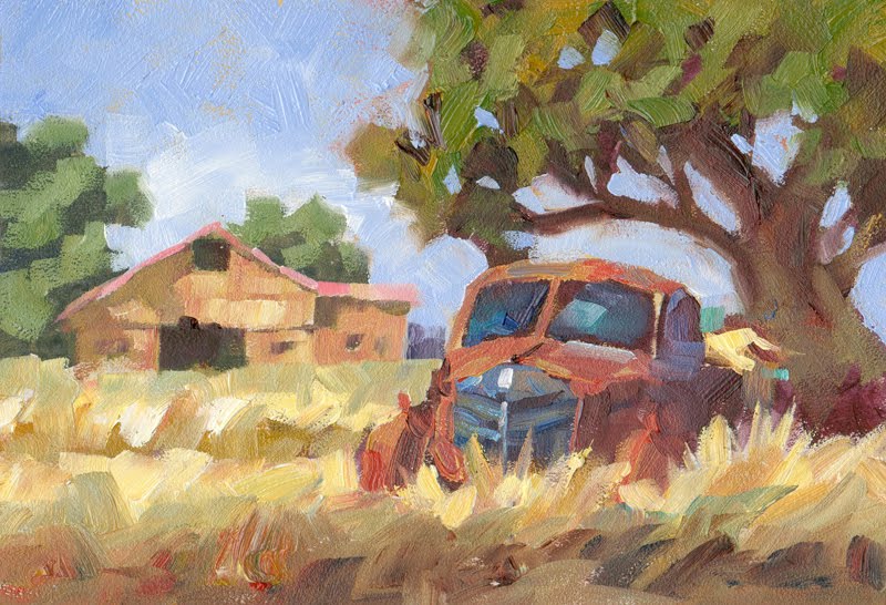 800x546 Tom Brown Fine Art Vintage Farm Truck, Affordable Impressionist - Painting Of Farm