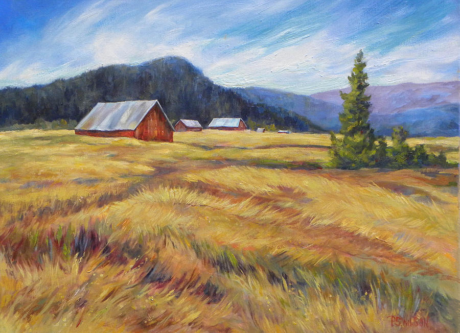 900x652 Farm And Stubble Field Painting By Peggy Wilson - Painting Of Farm