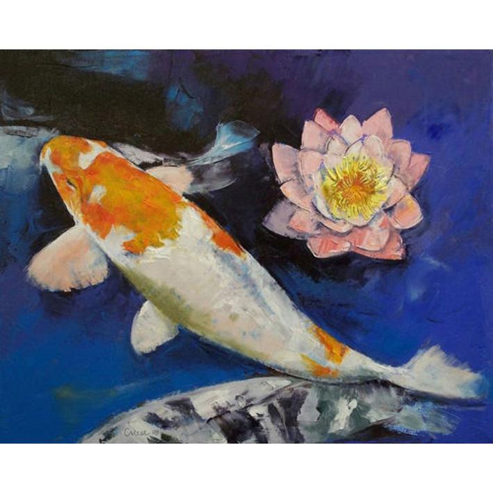 709x709 2018 Fish Carp And Water Lilies Full Drill Diy Mosaic Needlework - Painting Of Fish In Water