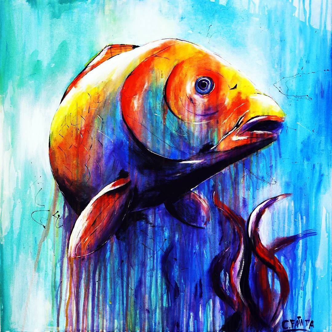 1080x1080 Painted By Captain Fanta - Painting Of Fish In Water