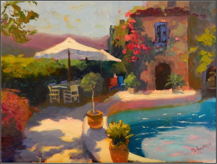 742x560 Holiday Villa , 12x16, Oil On Board, South Of France, French - Painting Of France