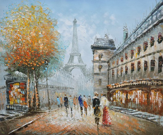 541x448 Picture France Paris Street Canvas Art Oil Painting Handpainted - Painting Of France