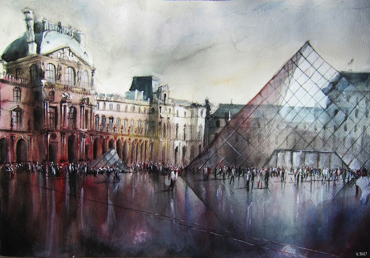 721x503 Artistic Paintings Of French Architecture By Nicolas Jolly - Painting Of France