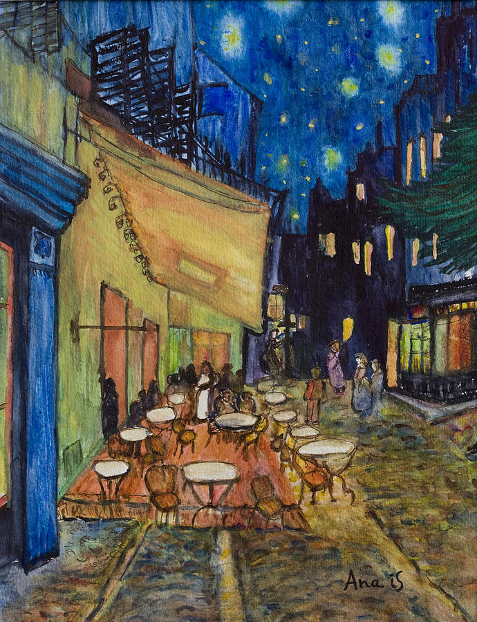 690x900 Cafe In France Painting By Anais Delavega - Painting Of France