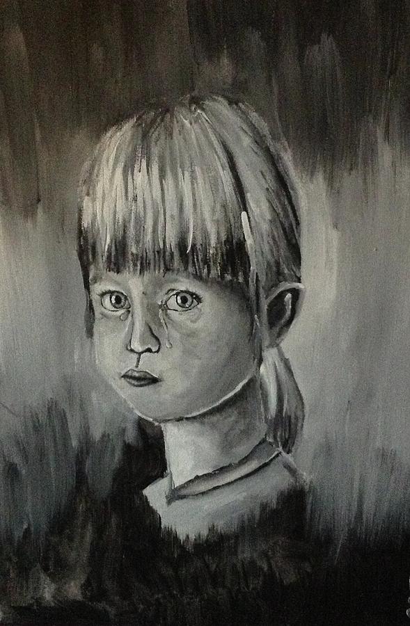 589x900 Young Girl Crying Painting By Shelby Rawlusyk - Painting Of Girl Crying