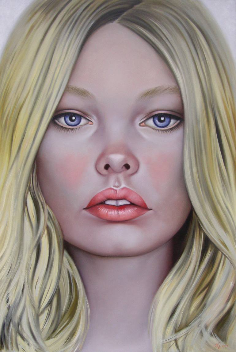 770x1147 Saatchi Art Early Spring (Large Xl Beautiful Blonde Girl Face - Painting Of Girl Face