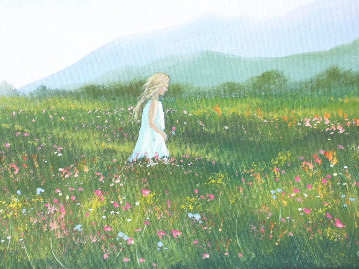 Painting Of Girl In A Field at PaintingValley.com | Explore collection ...