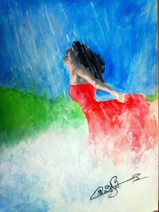 Painting Of Girl In Rain At Paintingvalleycom Explore