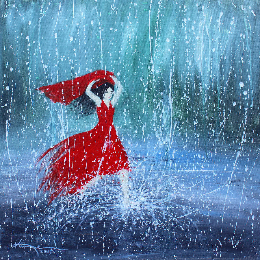 900x899 Being A Woman 7 - Painting Of Girl In Rain