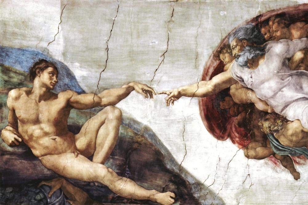 1001x668 Michelangelo (Creation Of Adam) Art Poster Print 36 X - Painting Of God Touching Finger