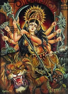 289x400 Goddess Durga (Ganesha Ganesha) - Painting Of Goddess Durga
