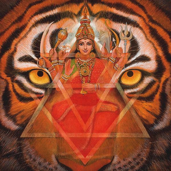 600x601 Goddess Durga Painting By Sue Halstenberg - Painting Of Goddess Durga