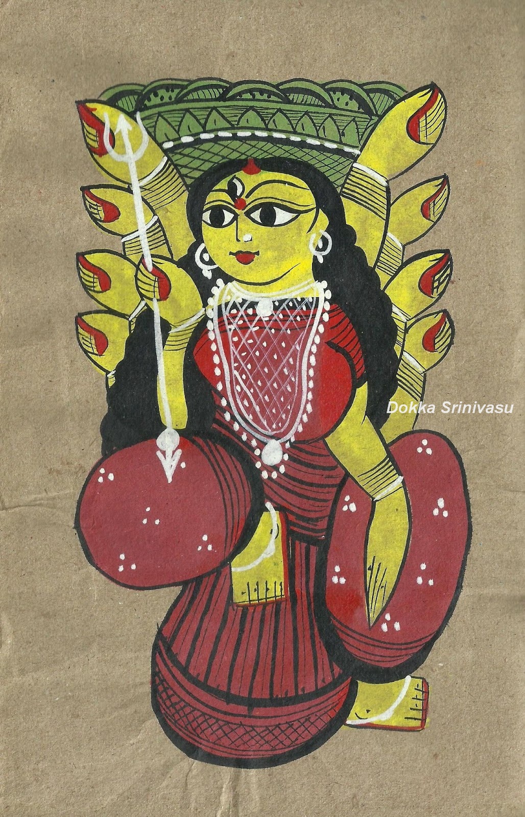 1028x1600 Heritage Of India Goddess Durga Maa Midnapore Patachitra - Painting Of Goddess Durga