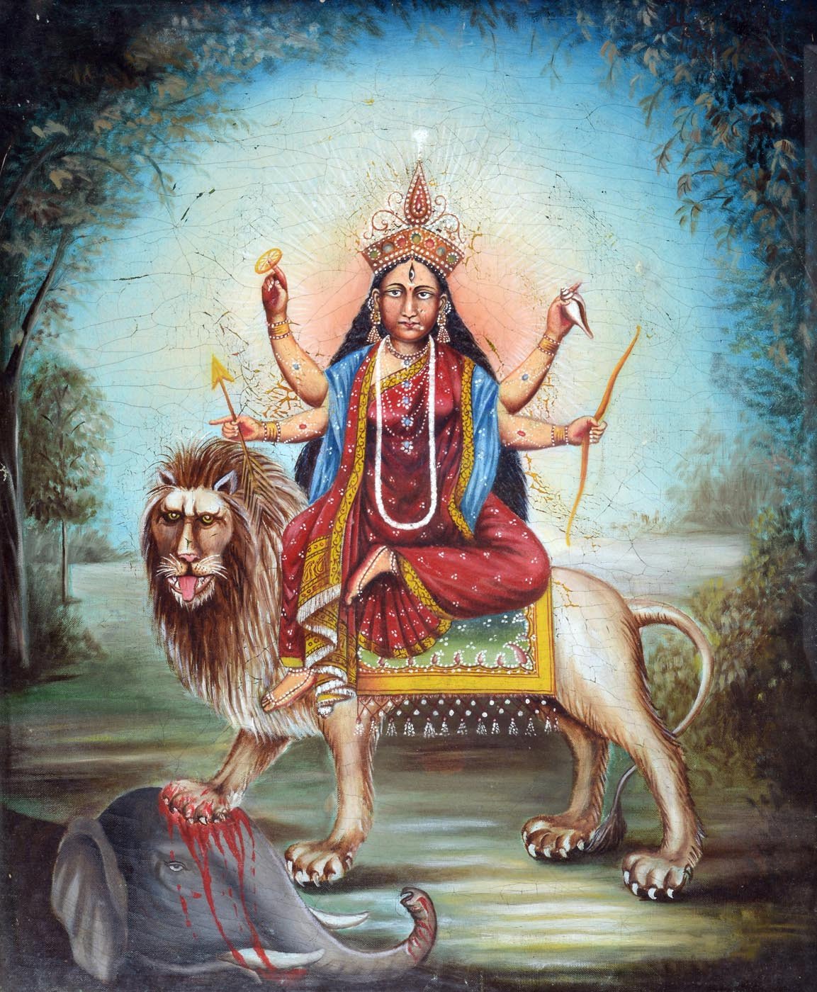 1153x1400 Maa Durga Painting - Painting Of Goddess Durga