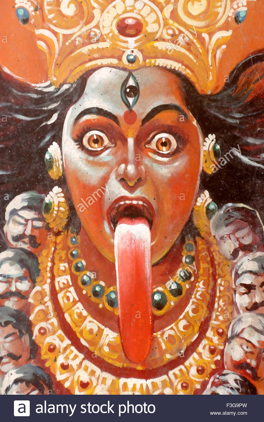 870x1390 Very Angry Frightening Face Goddess Durga Painting Museum Thousand - Painting Of Goddess Durga