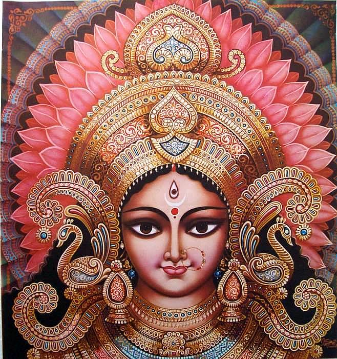 658x700 Durga - Painting Of Goddess Durga