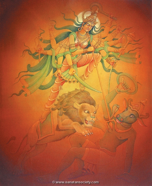 523x640 Durga Pictures Of Paintings Of Durga - Painting Of Goddess Durga