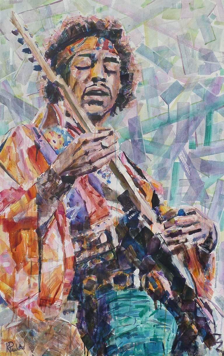 768x1221 Jimi Hendrix Painting Playing Guitar Pop Art Portrait Abstract - Painting Of Guitar Players