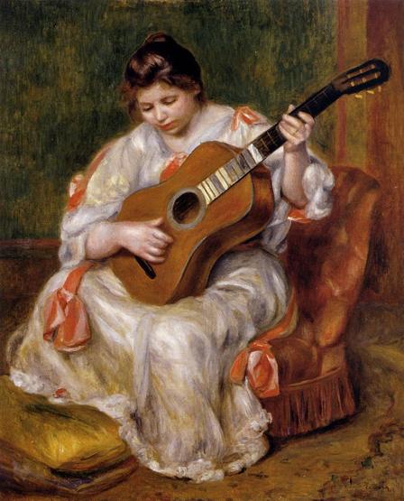 448x555 Pierre Auguste Renoir Woman Playing The Guitar [6new 16105 - Painting Of Guitar Players